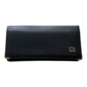 Dunhill Black Leather Coat Wallet with Gold Corner Hardware